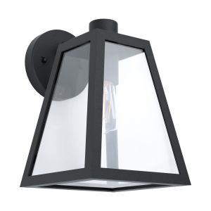 Mirandola 1 Light E27 Outdoor IP44 Black Wall Light With Clear Glass