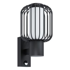 Ravello 1 Light LED Outdoor E27 IP44 Black Wall Light With Plastic White Diffuser