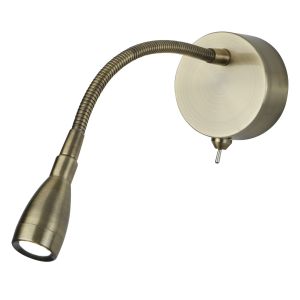 Wall LED Reading Light - Flexi Wall Lamp - Antique Brass