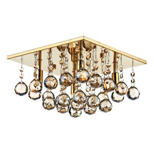 Abacus 4 Light Flush G9 Gold With Crystal