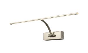 Actea Large 1 Arm Wall Lamp/Picture Light, 1 x 10W LED, 3000K, 850lm, Satin Nickel, 3yrs Warranty