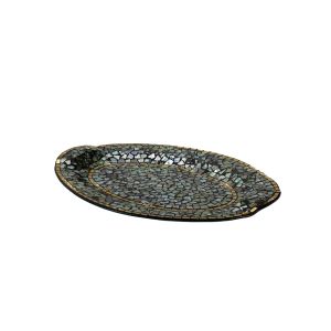 (DH) Addison Mosaic Platter Large Blue/Silver/French Gold