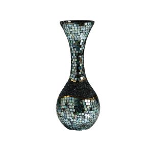 (DH) Addison Mosaic Vase Large Blue/Silver/French Gold