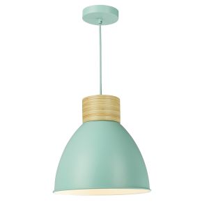 Dar ADN0124 Adna Single Pendant Green And Natural Wood Finish