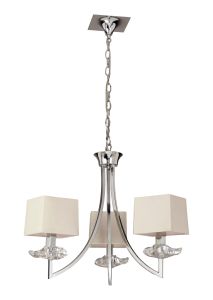 Akira Pendant 3 Light E14, Polished Chrome With Ccrain Shades