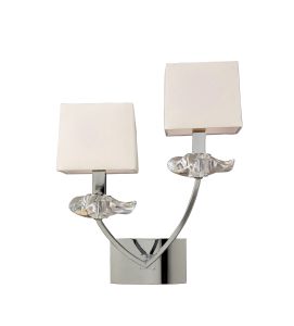 Akira Wall Lamp Switched 2 Light E14, Polished Chrome With Cream Shades