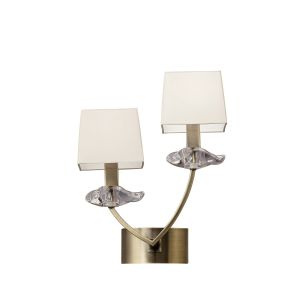 Akira Wall Lamp Switched 2 Light E14, Antique Brass With Cream Shades
