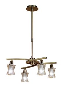 Alaska GU10 49cm Pendant Convertible To Semi Flush 4 Light L1/SGU10, Antique Brass, CFL Lamps INCLUDED