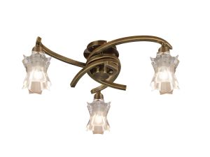 Alaska GU10 37cm Ceiling 3 Light L1/SGU10, Antique Brass, CFL Lamps INCLUDED