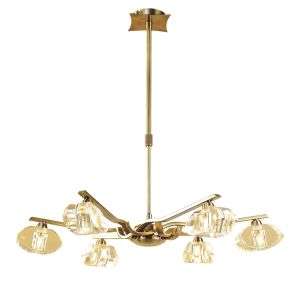 Alfa 63cm Telescopic Pendant Convertible To Semi Flush 6 Light G9, Antique Brass