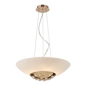 Amada Pendant 6 Light G9, French Gold/Opal White Glass