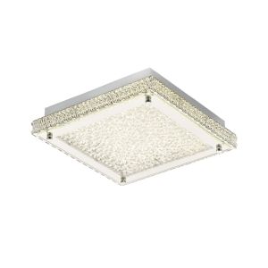 Amelisbon Square Flush Ceiling 18W 1530lm LED 4200K Stainless Steel/Crystal, 3yrs Warranty