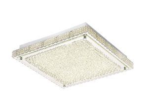 Amelisbon Square Flush Ceiling 21W 1700lm LED 4000K Stainless Steel/Crystal, 3yrs Warranty