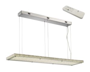 Amelisbon Linear Pendant 60W 5100lm LED C/W Remote 3000K-6000K Stainless Steel/Crystal,