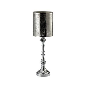 (DH) Amira Glass Art Candle Holder Small Polished Chrome/Pattern