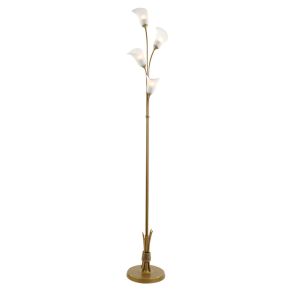 Ancona Floor Lamp With In-Line Dimmer 4 Light G9 Satin French Gold/Frosted Glass, NOT LED/CFL Compatible