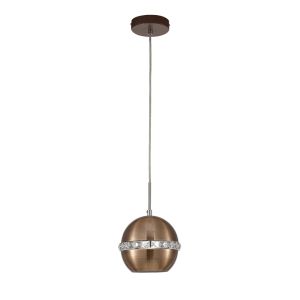 Andrea Single Pendant 1 Light E27 Satin Copper/Crystal