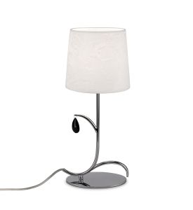 Andrea Table Lamp 45cm, 1 x E14 (Max 20W), Polished Chrome, White Shades, Black Crystal Droplets