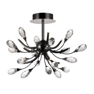 Anita Semi Flush 9 Light G4 Black Chrome/Clear Crystal, NOT LED/CFL Compatible