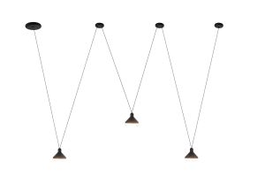 Sirio 3 Light Linear Pendant , 24W LED, 3000K, 1770lm, Black, 3yrs Warranty