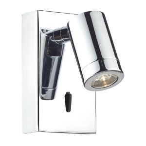 Anvil 1 Light Polished Chrome Adjustable LED Integrated Wall Spotlight With Rocker Switch
