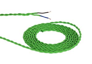 Prema 25m Roll Light Green Braided Twisted 2 Core 0.75mm Cable VDE Approved