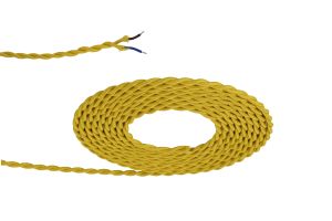 Prema 25m Roll Yellow Braided Twisted 2 Core 0.75mm Cable VDE Approved