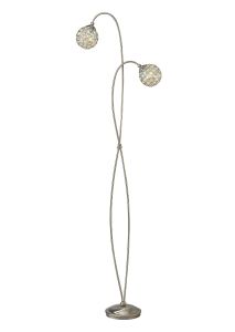 Apollo Floor Lamp 2 Light G9 Satin Nickel/Crystal