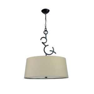 Argi Pendant 3 Light E27 Round With Taupe Shades Brown Oxide