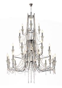 Armand 112cm Pendant 12+6+3+3 Light E14 Polished Chrome/Crystal, (ITEM REQUIRES CONSTRUCTION/CONNECTION) Item Weight: 32.5kg