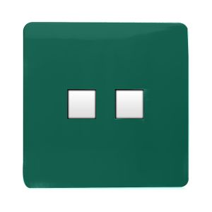 Trendi, Artistic Modern Twin PC Ethernet Cat 5&6 Data Outlet Dark Green Finish, BRITISH MADE, (35mm Back Box Required), 5yrs Warranty