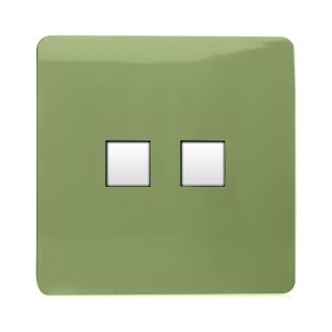 Trendi, Artistic Modern RJ11 Telephone & PC Ethernet Moss Green Finish, BRITISH MADE, (35mm Back Box Required), 5yrs Warranty