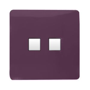 Trendi, Artistic Modern Twin PC Ethernet Cat 5&6 Data Outlet Plum Finish, BRITISH MADE, (35mm Back Box Required), 5yrs Warranty