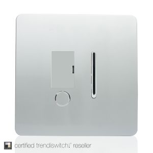 Trendi, Artistic Modern Switch Fused Spur 13A With Flex Outlet Silver Finish, BRITISH MADE, (35mm Back Box Required), 5yrs Warranty