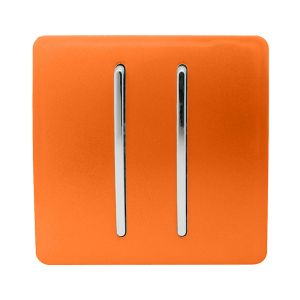 Trendi, Artistic Modern 2 Gang Retractive Home Auto.Switch Orange Finish, BRITISH MADE, (25mm Back Box Required), 5yrs Warranty