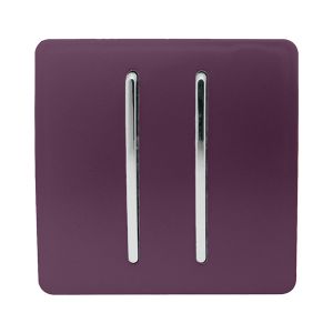 Trendi, Artistic Modern 2 Gang Retractive Home Auto.Switch Plum Finish, BRITISH MADE, (25mm Back Box Required), 5yrs Warranty