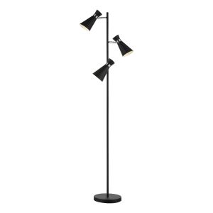 Ashworth 3 Light E14 Matt Black With Polished Chrome Adjustable Floor Lamp With Inline Foot Switch