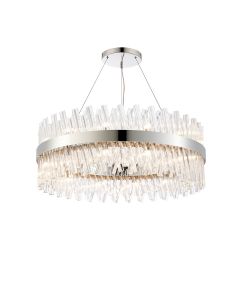 Asner 80cm 24 Light G9, Pendant Round, Polished Nickel / Clear Item Weight: 23.13kg
