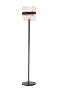 Asner 8 Light G9, Floor Lamp, Satin Black / Clear