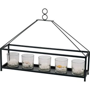 (DH) Athena 4 Candle Holder Large Black/Clear Glass
