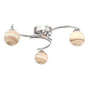 Atiya 3 Light G9 Polished Chrome Semi Flush Ceiling Light With Planet Style Glass