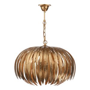 Atticus 5 Light E14 Hand Applied Gold Leaf Adjustable Pendant Features Intricate hand Crafted Leaves