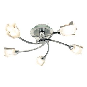 Galactic 5 Light G9 Polished Chrome Semi Flush Ceiling Fitting With Clear Glass Shades With Frosted Inner Detail