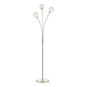 Avari 3 Light G9 Satin Nickel Floor Lamp With Inline Foot Switch C/W Frost Effect Glass Shades