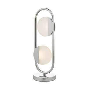 Dalamacorston 2 Light 4W Integrated LED Polished Chrome Table Lamp With Inline Switch & Frosted White Shades