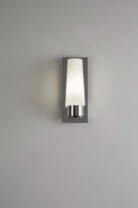 Taplo 1 Light E14 Polished Chrome IP44 Bathroom Wall Light C/W Matt White Glass Shade