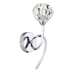 Babylon 1 Light G9 Polished Chrome Wall Light With Pull Cord C/W Decorative Faceted Crystal Glass Shade