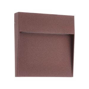 Baker Wall Lamp Large Square, 6W LED, 3000K, 420lm, IP54, Rust Brown, 3yrs Warranty