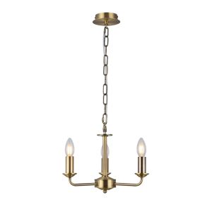 Banyan 35cm 3 Light Multi Arm Pendant Without Shade, c/w 1.5m Chain, E14 Antique Brass