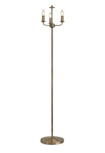 Banyan 3 Light Switched Floor Lamp Without Shade, E14 Antique Brass